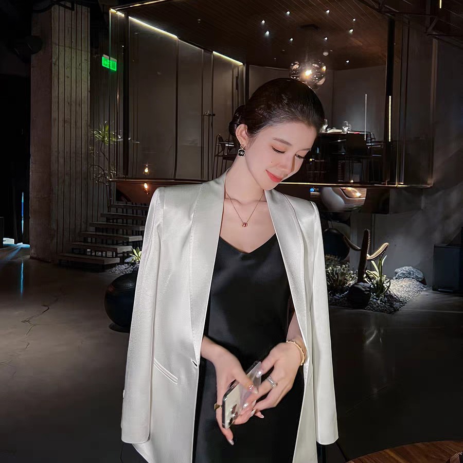 【大表姐】（翻领西服）轻奢高级感醋酸缎面西装外套女2025新款气质
