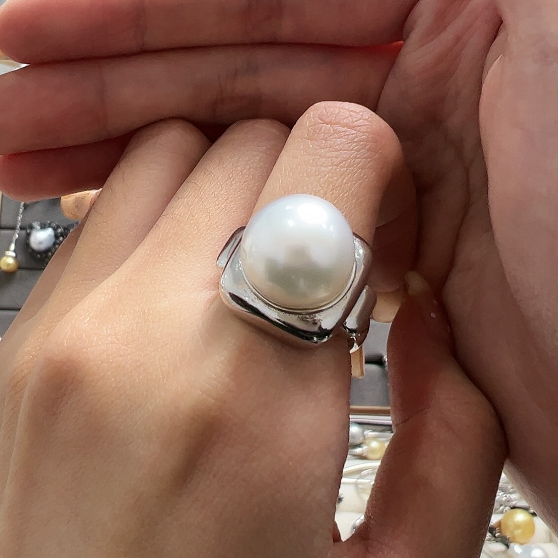 海水珍珠戒指银S925镶嵌