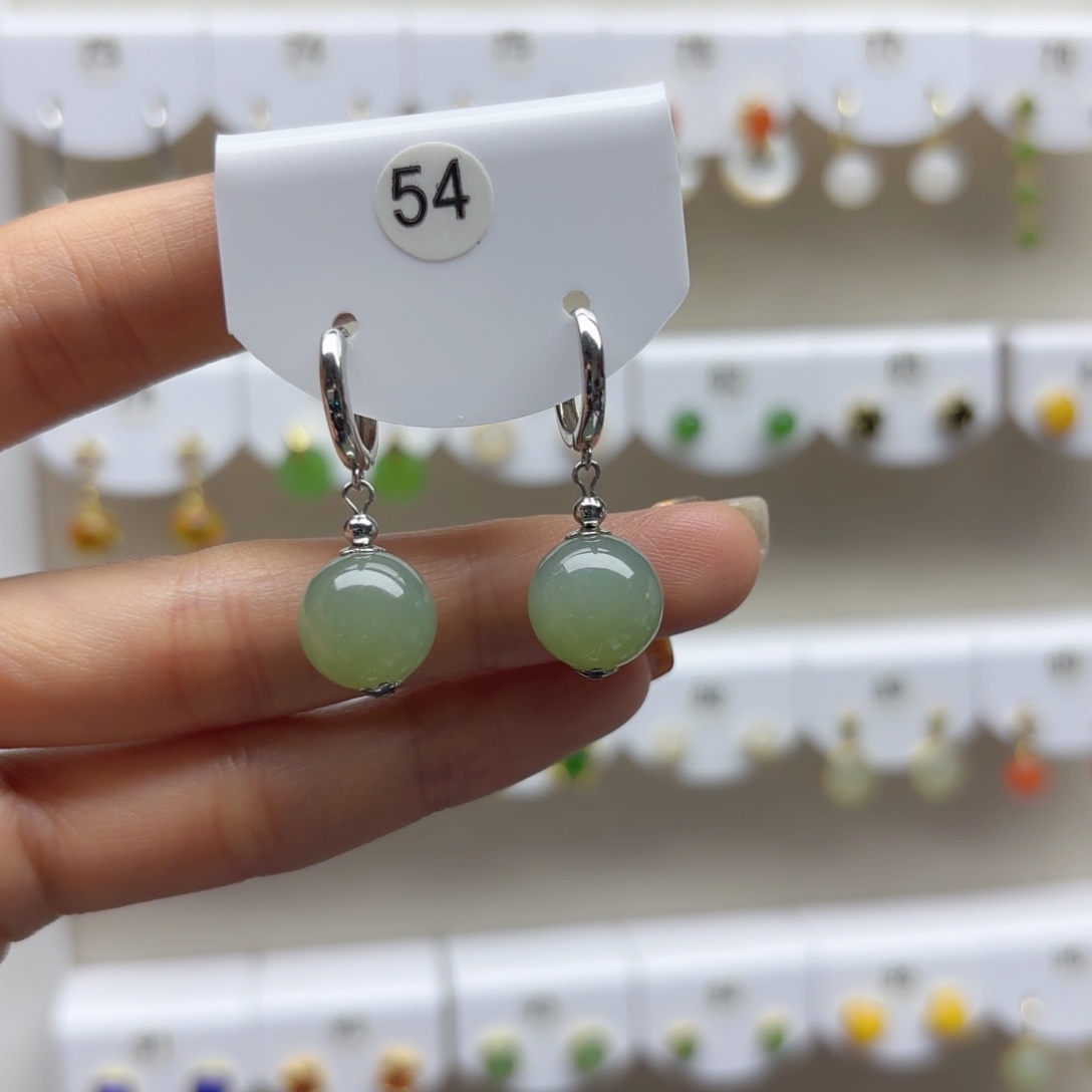 银S925镶嵌和田玉耳饰