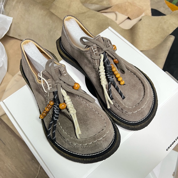 老钱风厚底方头反绒情侣休闲乐福鞋袋鼠鞋