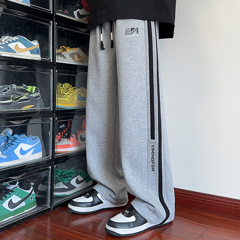 秋季新款高中生休闲裤百搭潮流直筒加长宽松可束脚抽绳卫裤运动裤