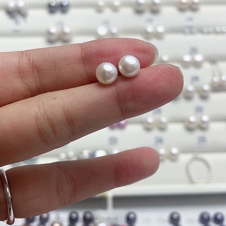 A***丹淡水珍珠银S925镶嵌耳饰