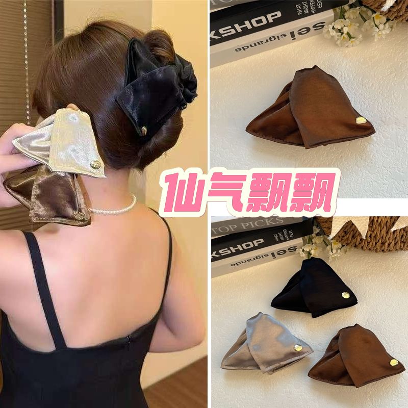 百搭显贵气缎面贝壳三角抓夹高马尾大号发量大百搭高级上班族发饰商品图
