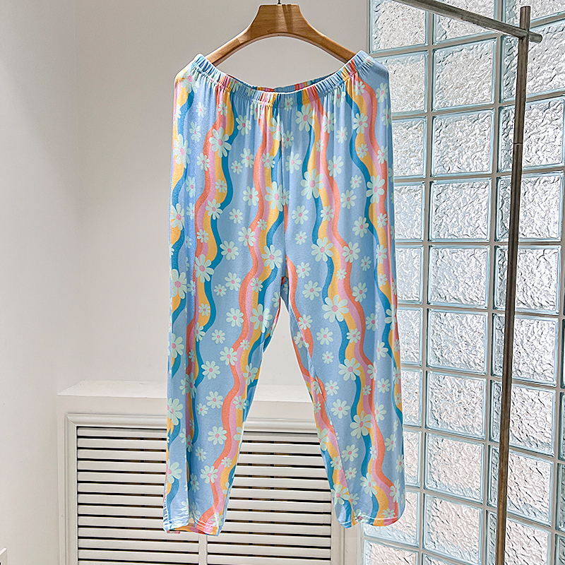 直播款女长裤印花睡裤家居裤春秋女士秋冬秋裤加大薄款夏季高腰