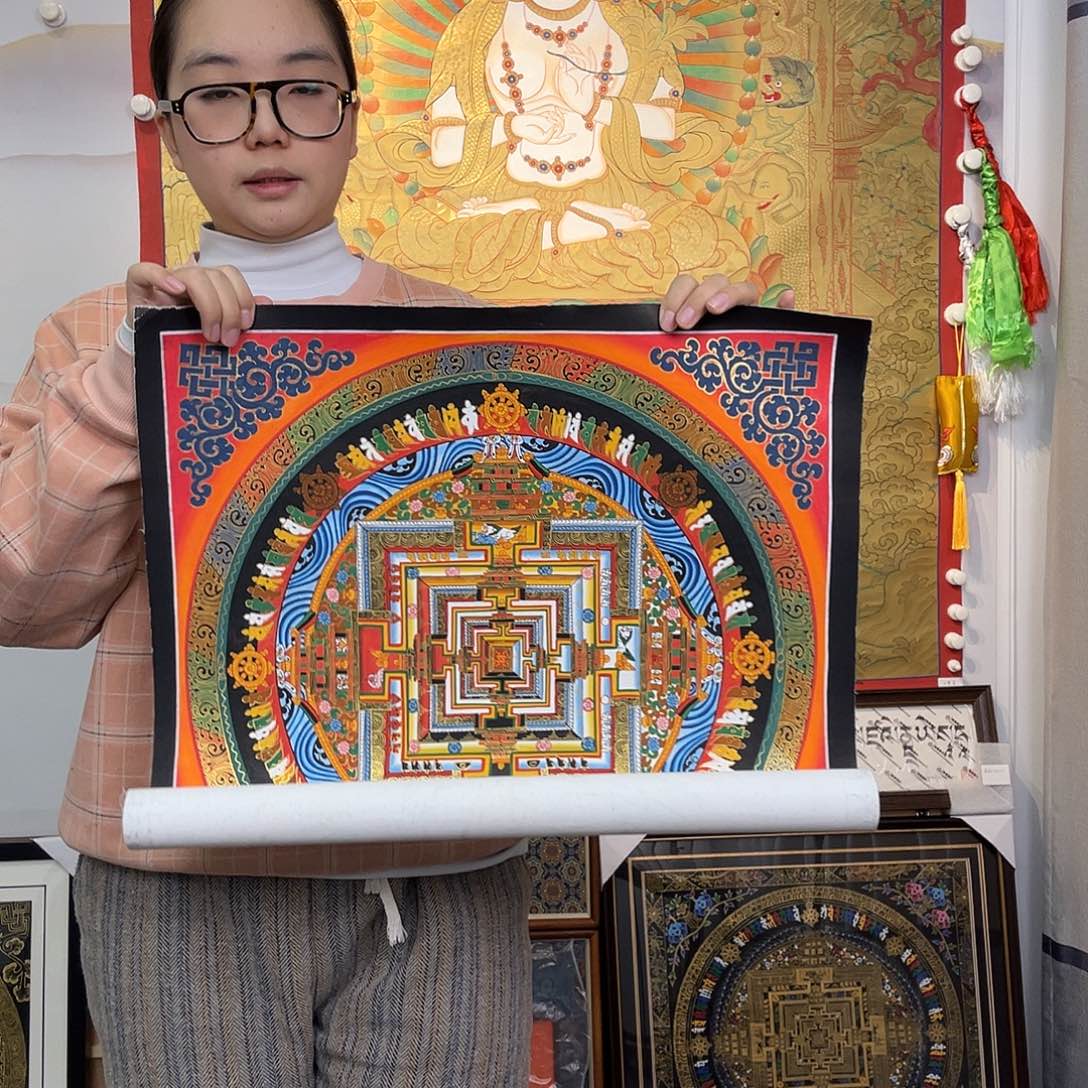 装裱画纯手绘唐卡50厘米左右坛城