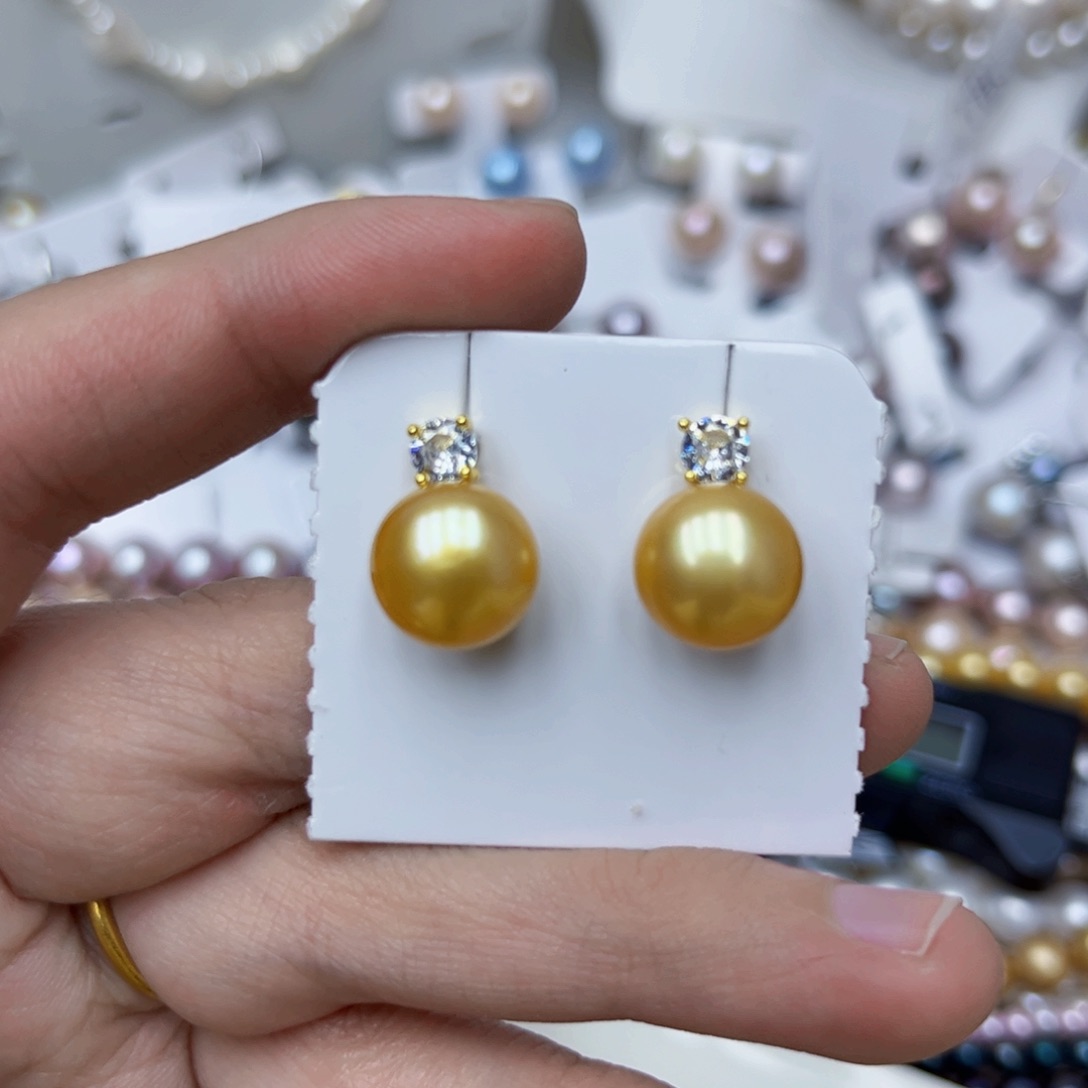 淡水珍珠耳饰银S925镶嵌