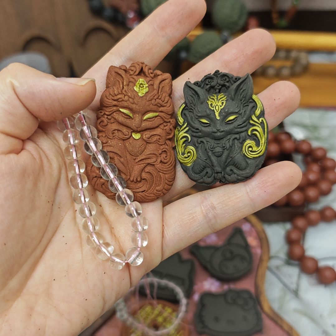 泥塑大狐狸龙涎玫瑰小狐狸药香黑龙涎