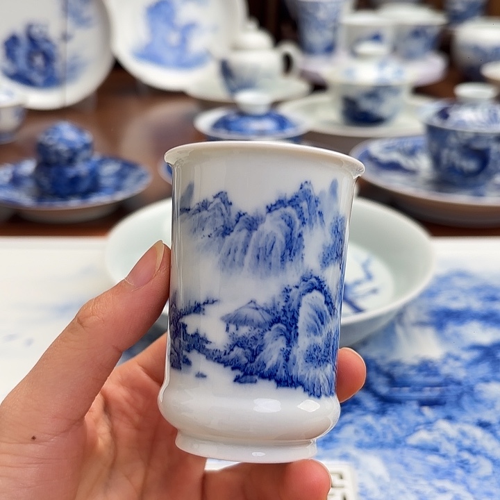 陶杯子手工手绘山水杯子