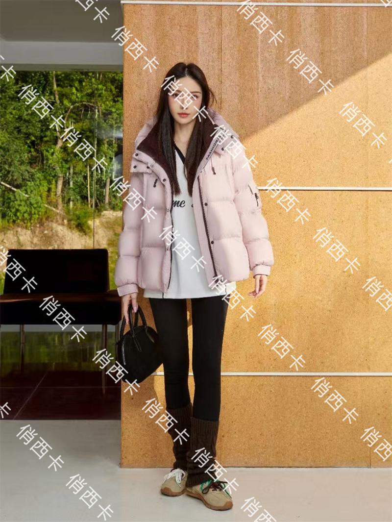 新国标95白鸭绒连帽极简简约羽绒服外套侧口袋设计（长度约65-67）