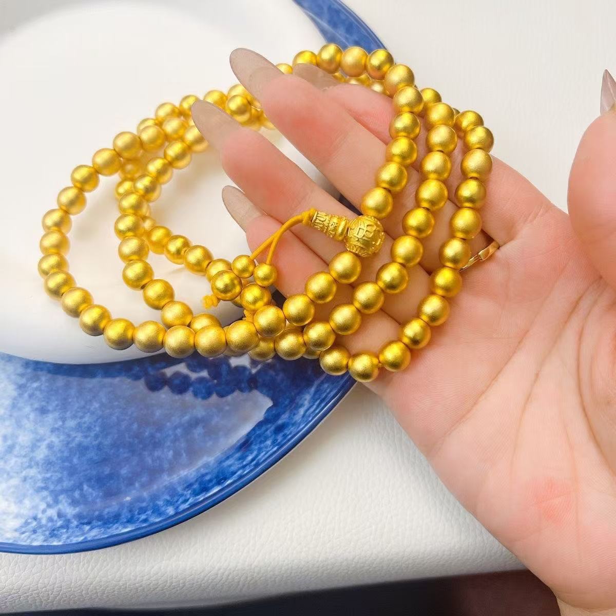 合金手链 108颗多圈手链经典金色时尚精美男女同款手链百搭小礼物