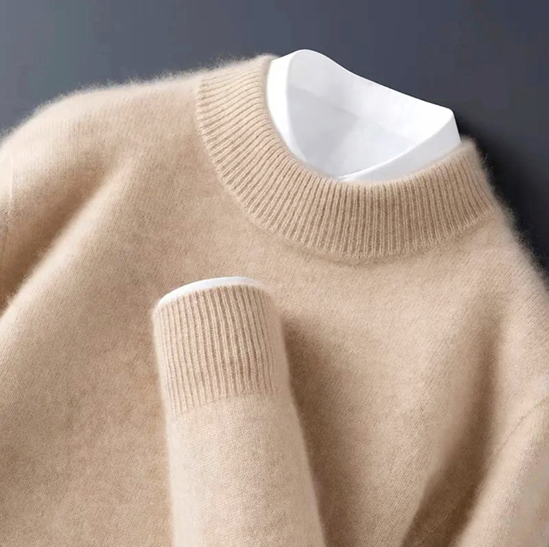 【山羊绒100%重磅500克】轻奢软黄金羊绒毛衣男士加厚半高领打底衫