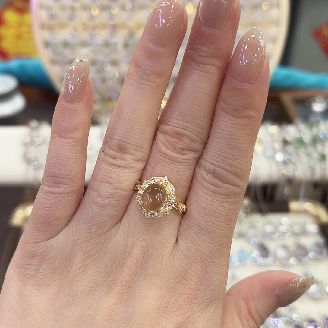 黄晶银S925镶嵌戒指