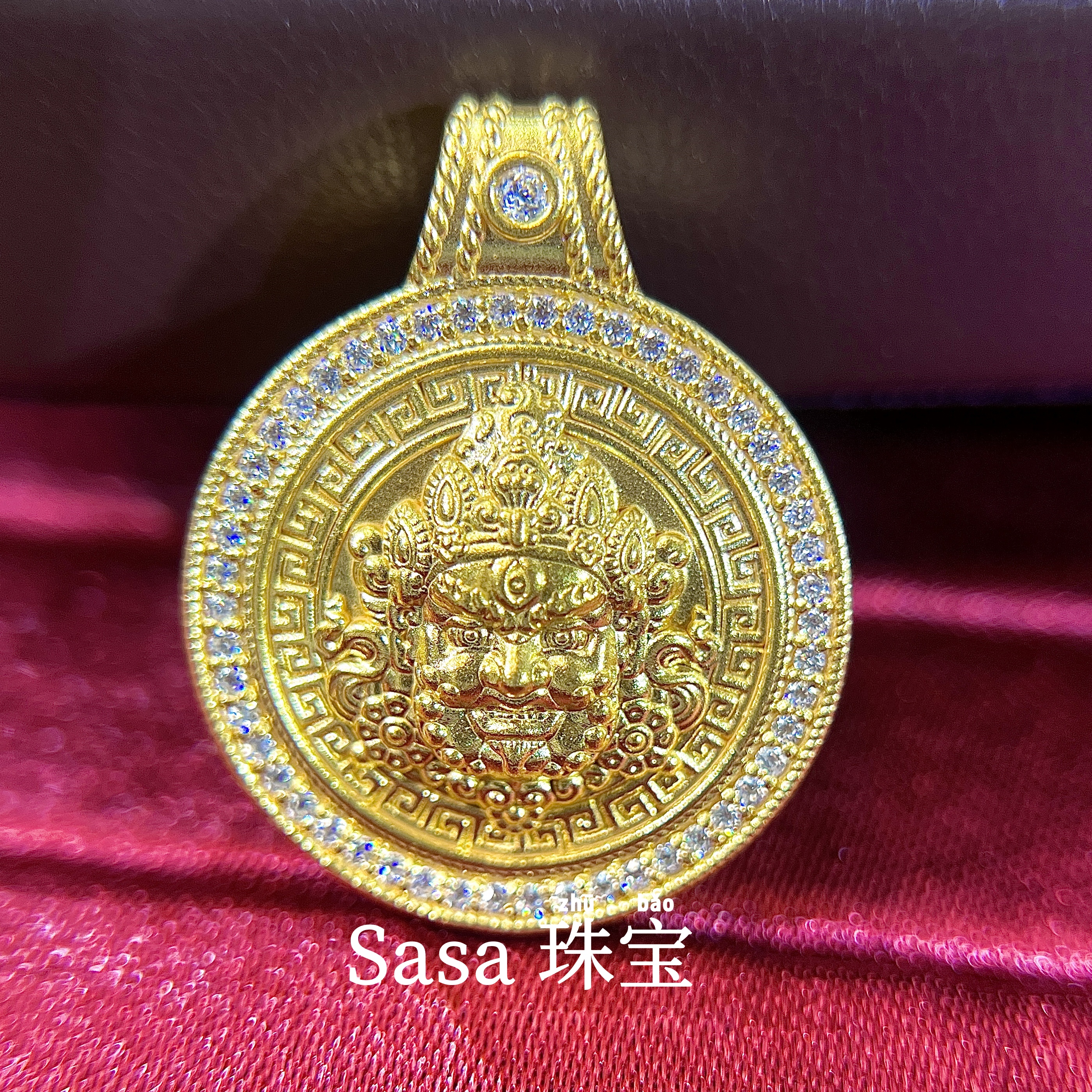 【水贝黄金】999足金5G工艺黄金黄财神吊坠X300