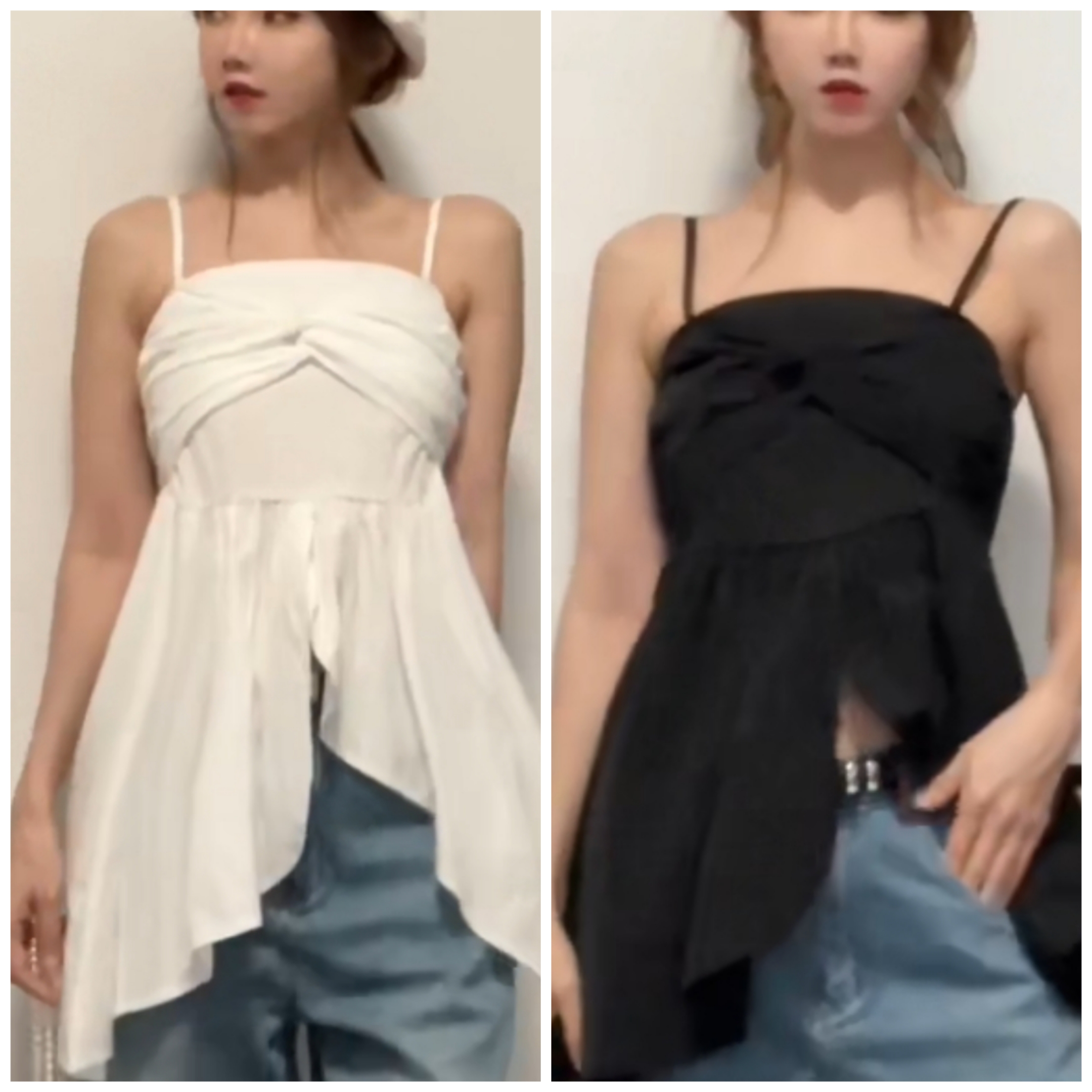 简约少女风吊带法式无袖气质