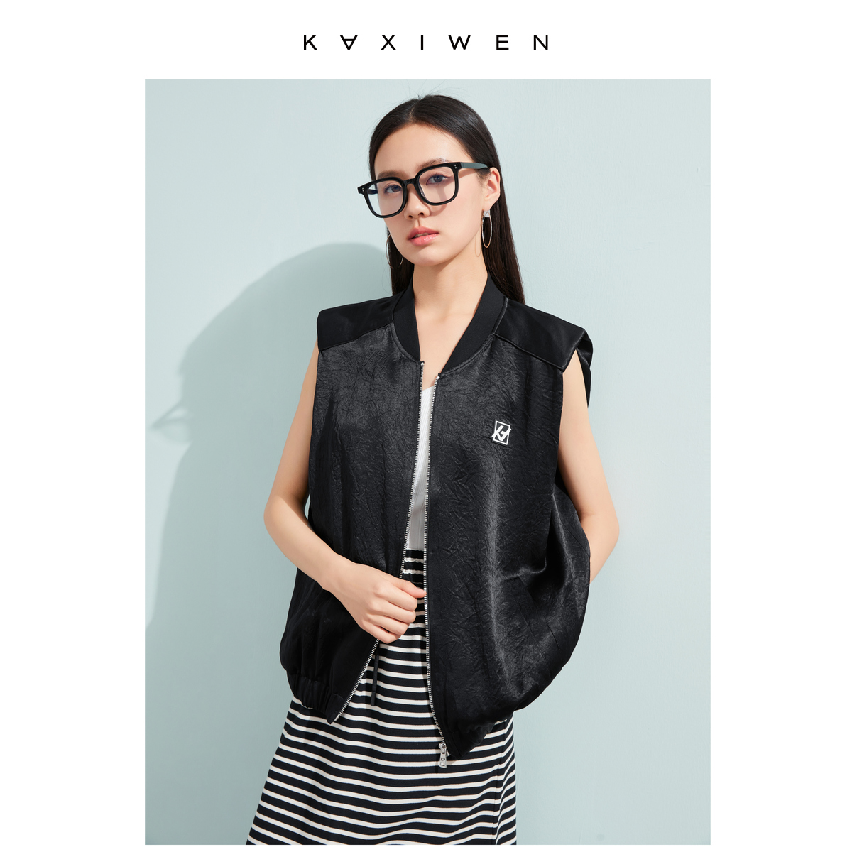 【尚雅专属】气质休闲无袖棒球服潮肌理感夹克X03BMS2151