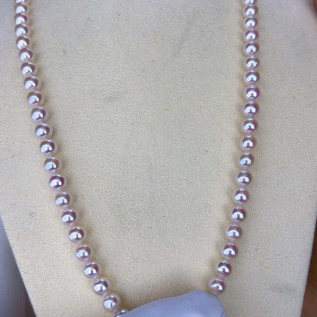 海水珍珠海水akoya满珠链5-6mm银S925镶嵌