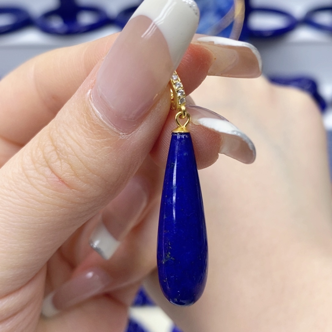 青金石银S925镀金镶嵌颈饰