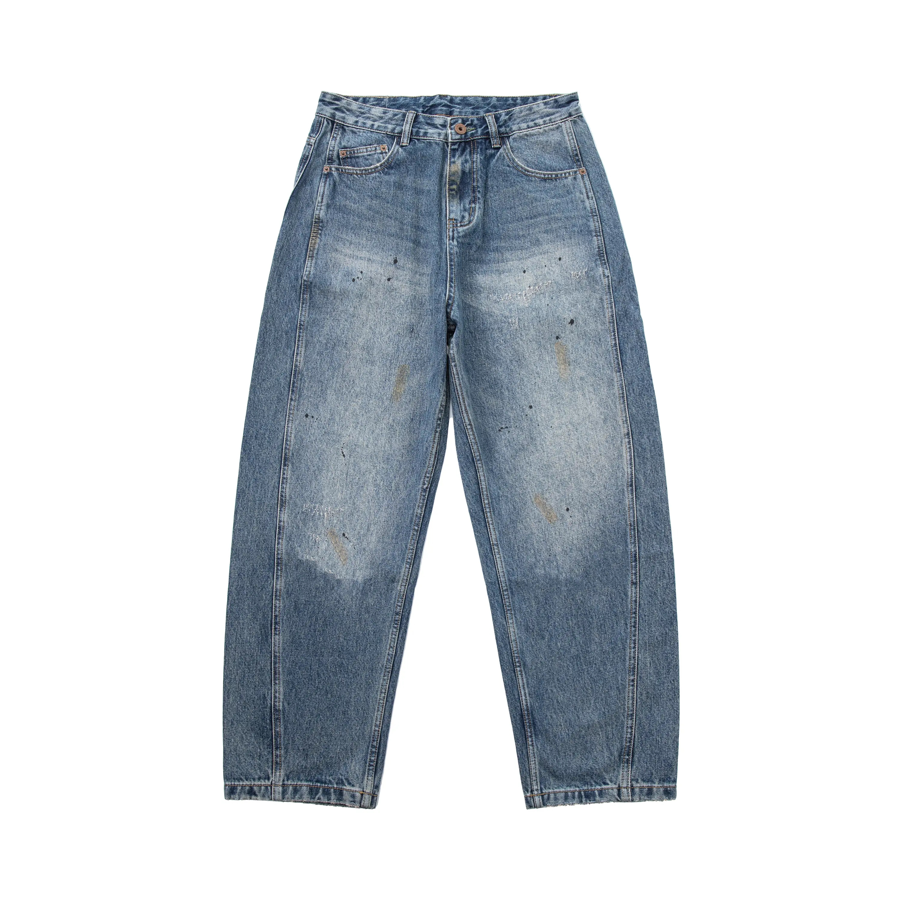 老芊大涵《结构主义》重磅15OZ立体结构剪裁手工泼漆牛仔裤 2228