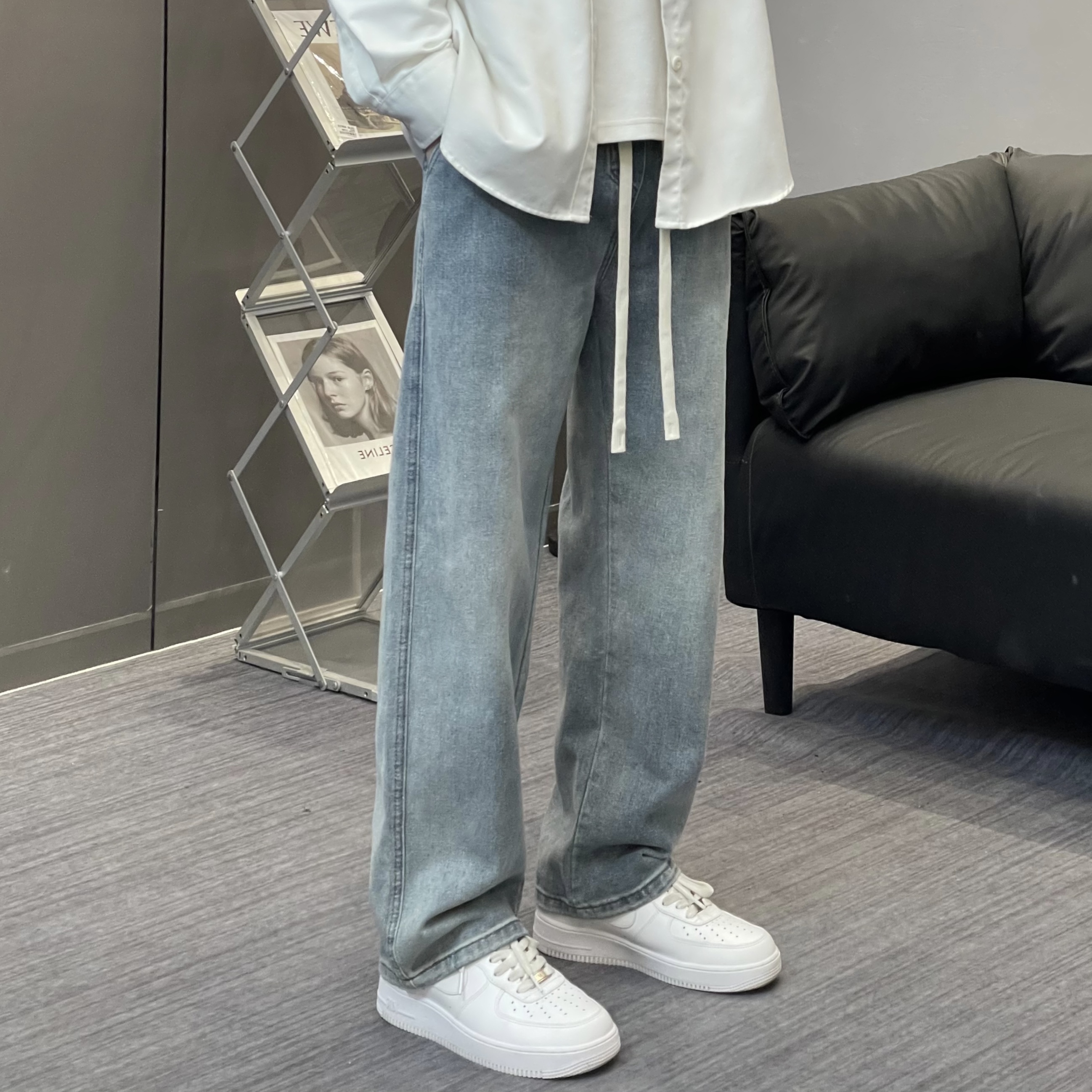 潮流百搭软牛仔裤男款百搭高街宽松潮流休闲裤爆款2025新款长裤子