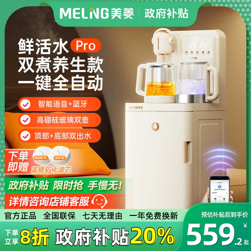美菱新款茶吧机双壶加热双保温养生智能语音茶吧机煮茶款