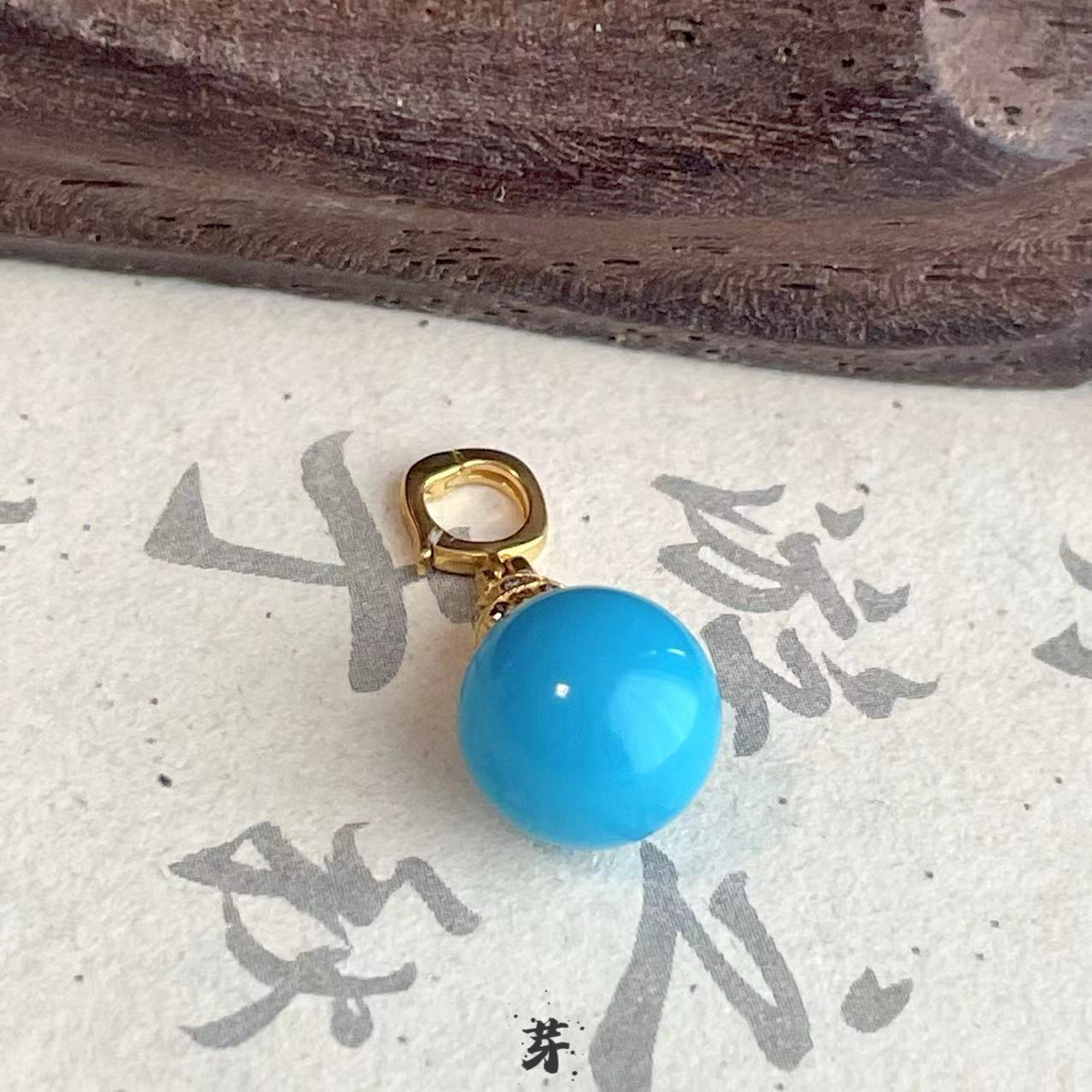 美松●18K金镶嵌绿松石吊坠多样发其一#8927