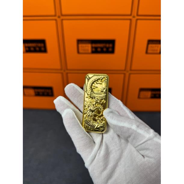 土豪金条浮雕龙虎金属超薄打火机 砂轮明火 充气