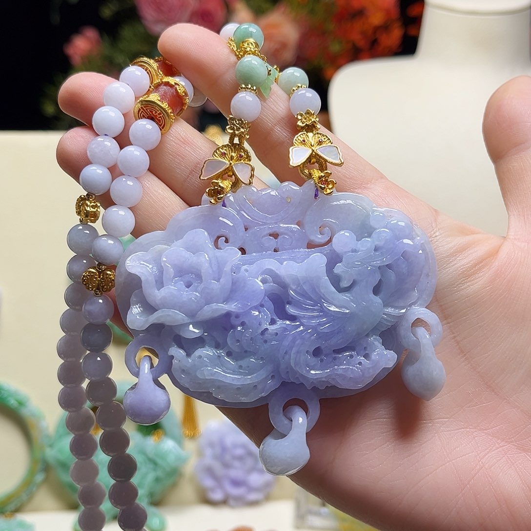 翡翠颈饰未镶嵌冰妖紫凤凰