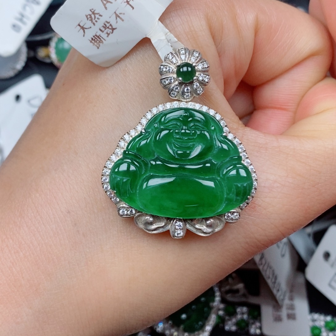 翡翠手链银S925镶嵌吊坠