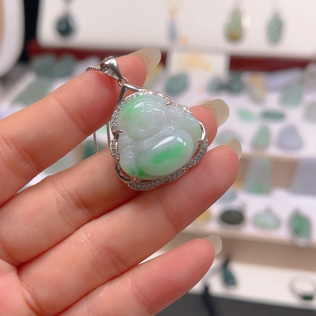 【闪购商品】翡翠颈饰银S925镶嵌喂***?吊坠