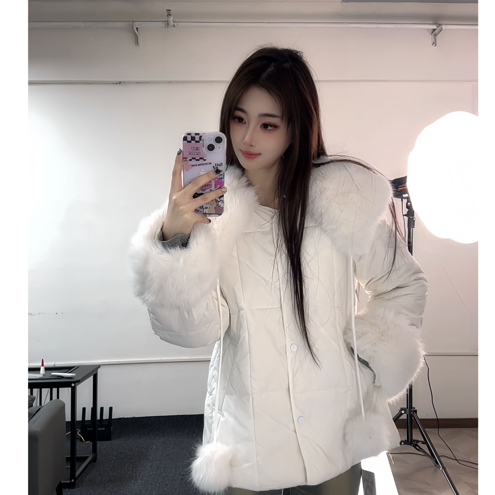 冬季毛领羽绒服短款外套