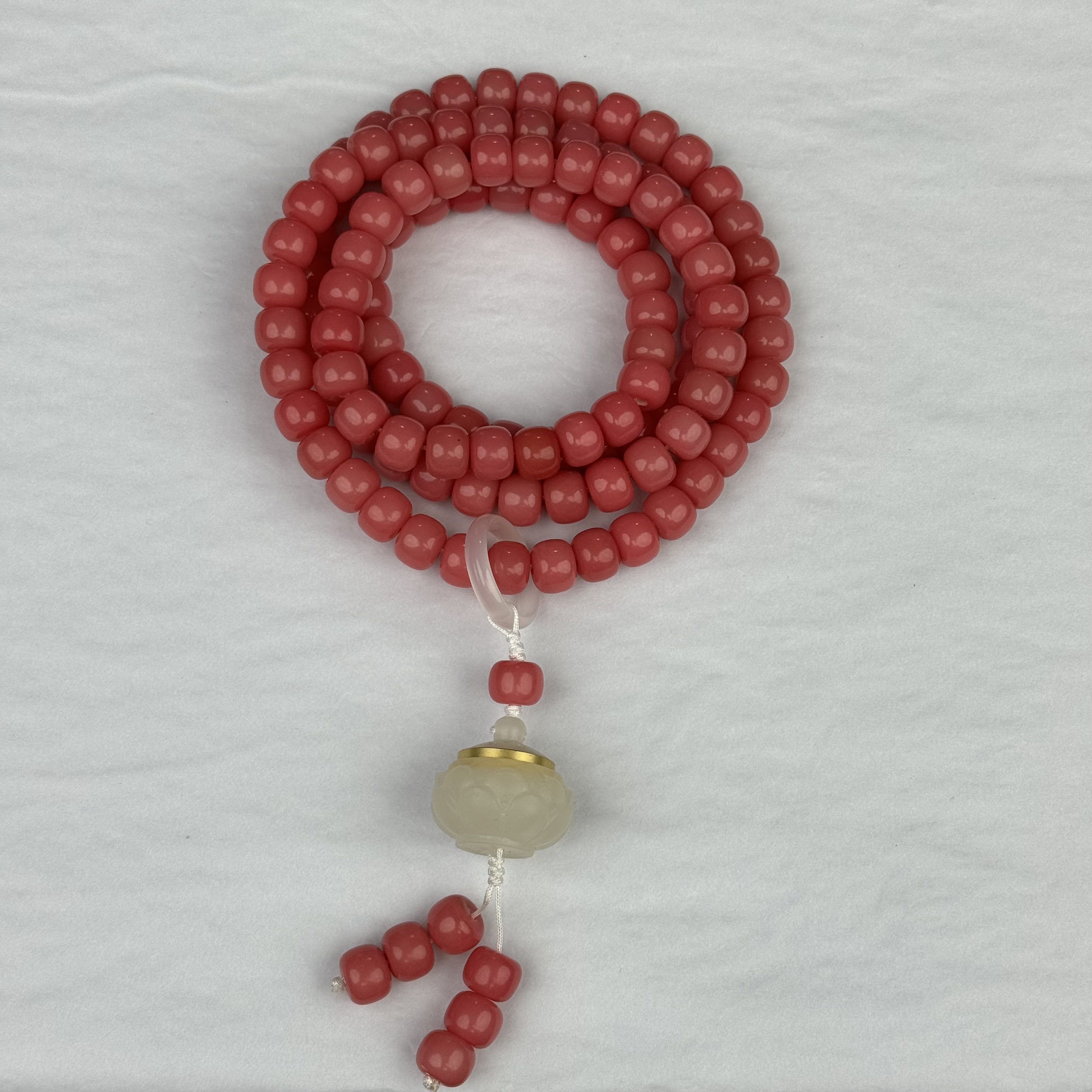 粉玉菩提莲花灯吊坠108颗K121 (无礼盒)