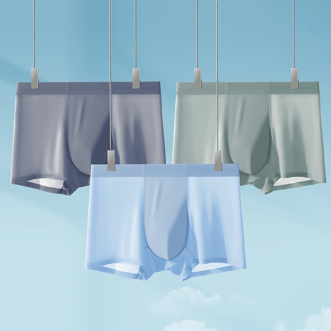 无痕男士抑菌内档冰丝平角裤透气中腰四角短裤头舒适