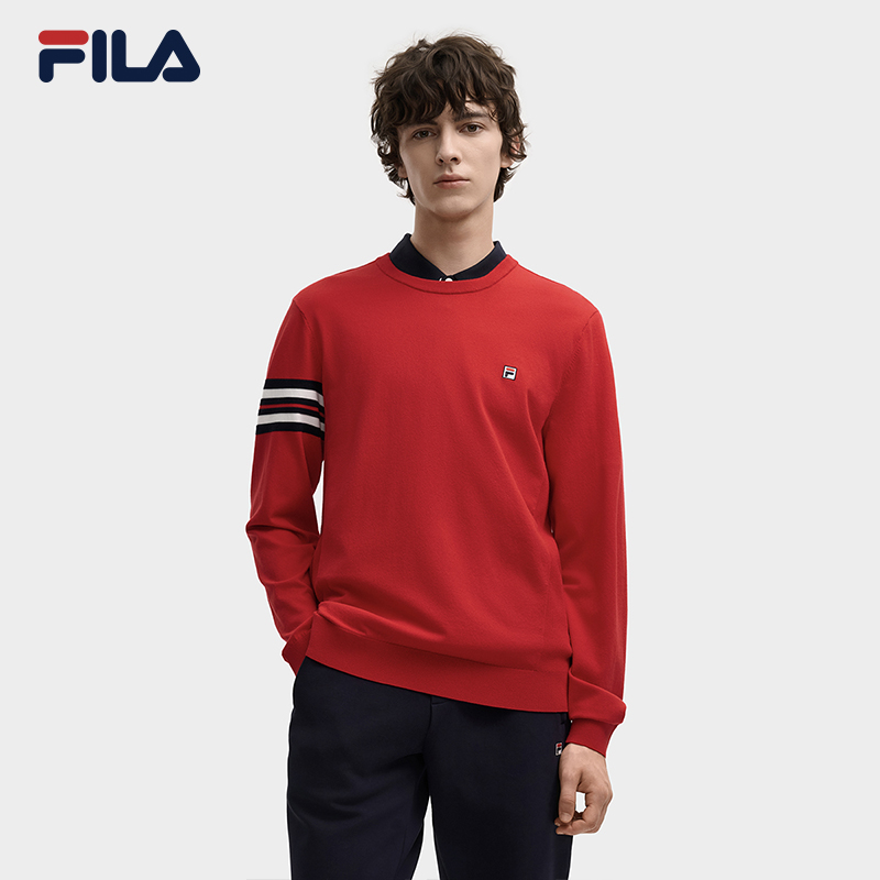 Fila/斐乐25年冬季新款流光风男士户外运动卫衣编织衫F11M548408F