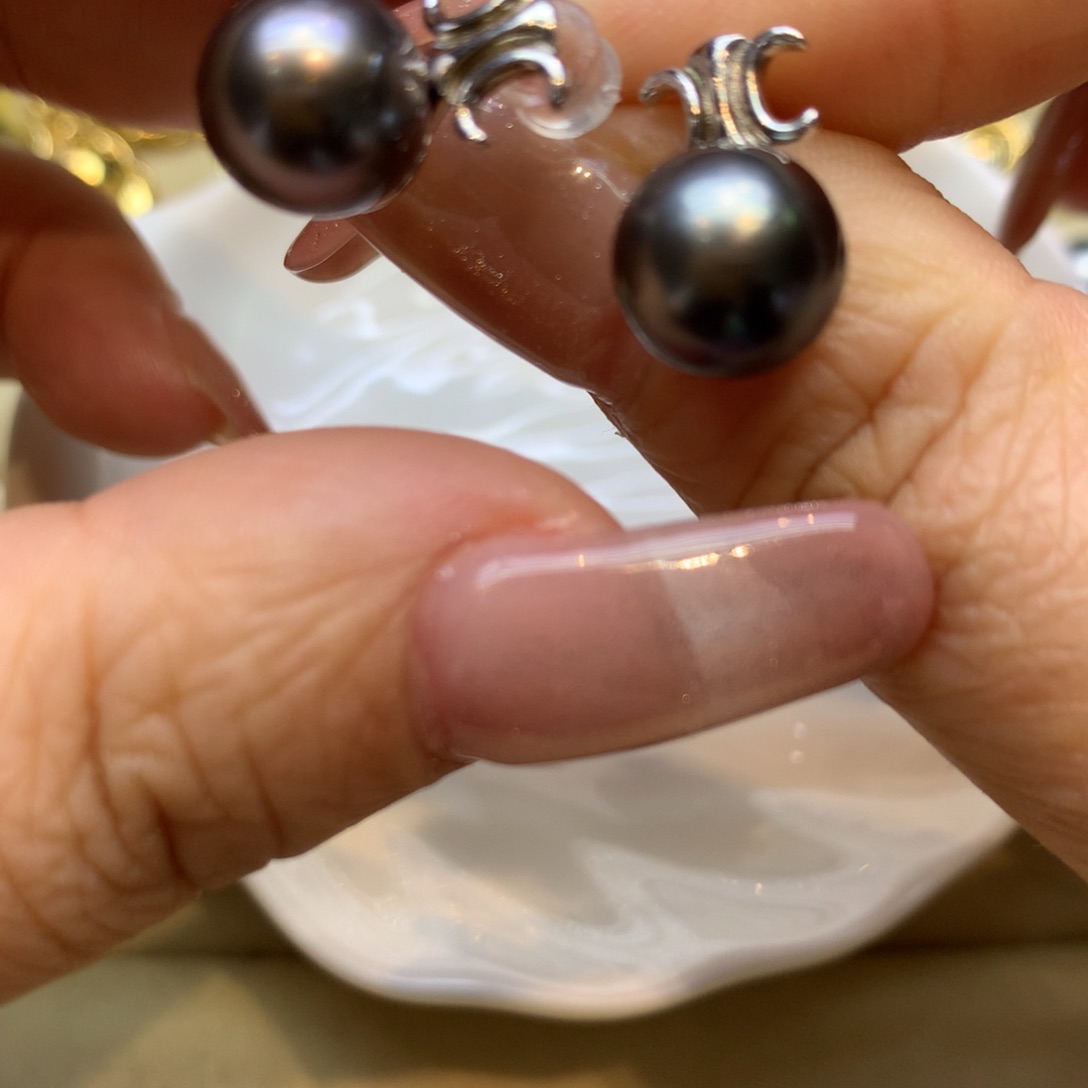 银S925镶嵌耳饰海水珍珠