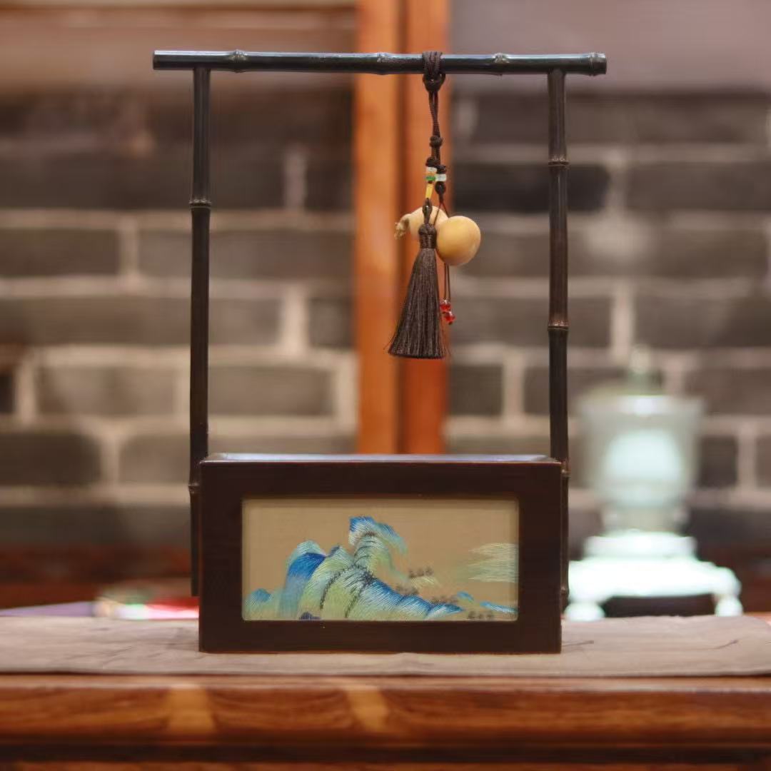 苏绣手工刺绣纸巾盒抽纸盒客厅书房卧室摆件复古中国风装饰品紫竹