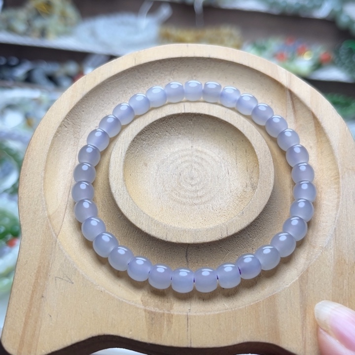 和田玉未镶嵌手链6mm高冰仙紫直切