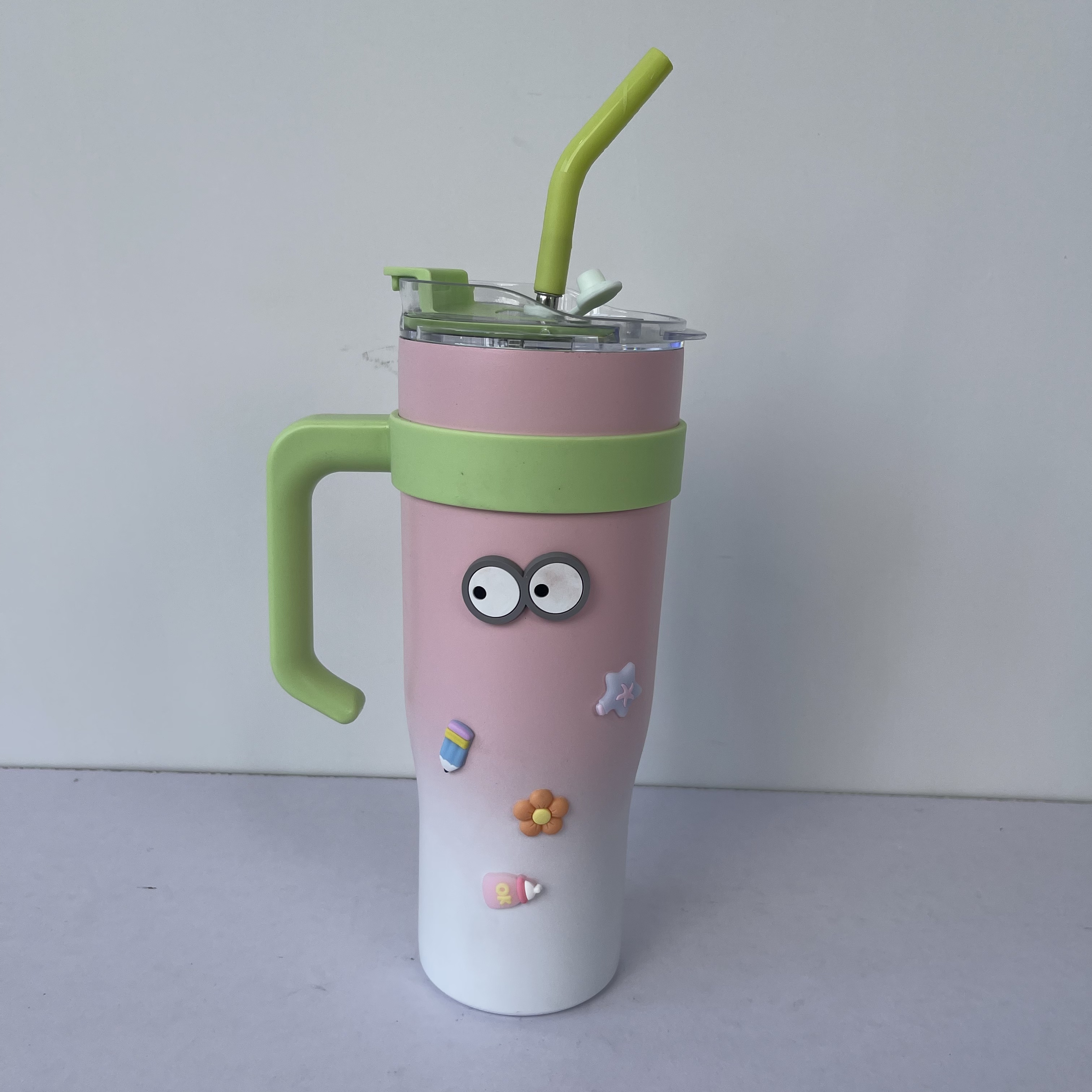 新款高颜值大容量吸管杯不锈钢保温杯夏季冰霸杯F1