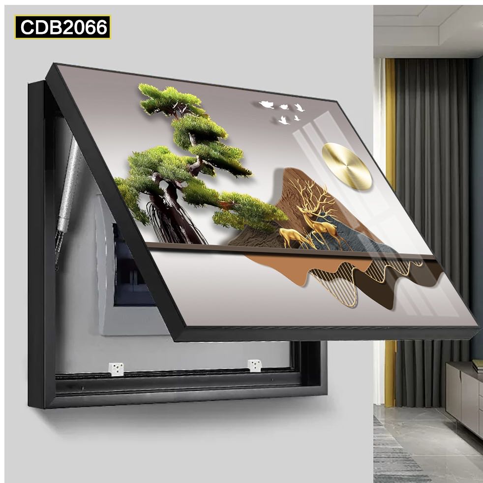 轻奢新款迎客松电表箱用于客厅卧室餐厅电表箱装饰挂画