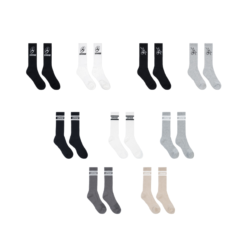 STAHOODSTA2025夏季基础系列提花中筒长袜均码男女运动休闲日常