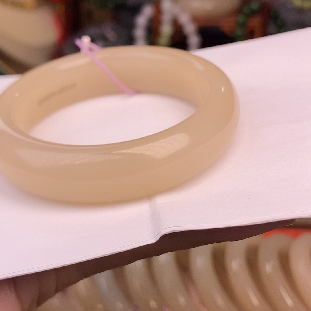 和田玉54.7 熟藕粉脂膏级老料浓色天花板收藏未镶嵌