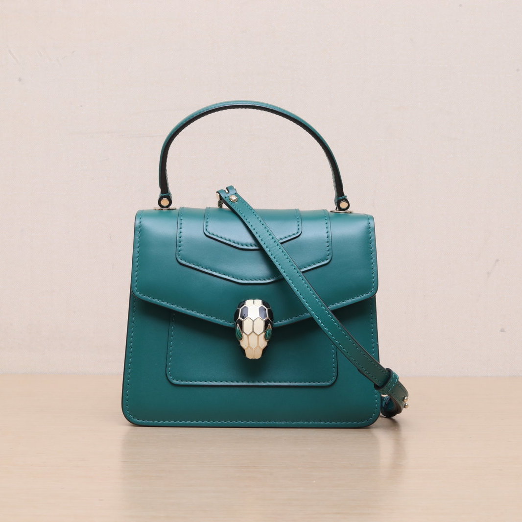 95新 BVLGARI/宝格丽 【娇】活动风琴蛇头18 绿色 皮革C 094043