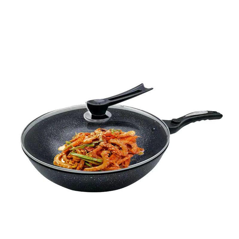 FB132麦饭石炒锅不沾锅无涂层不粘锅少烟炒菜锅具 FB