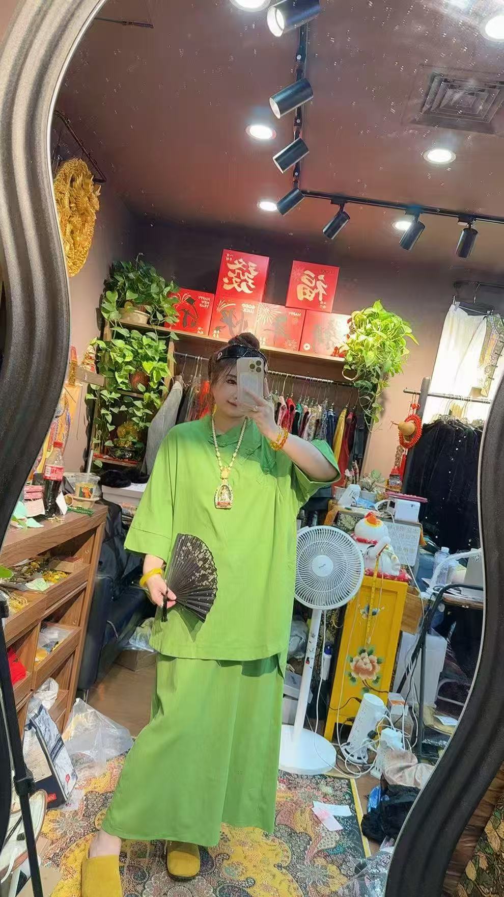 新中式国风甜美仙气复古民族风禅意显瘦遮肉糖果色两件套装2405