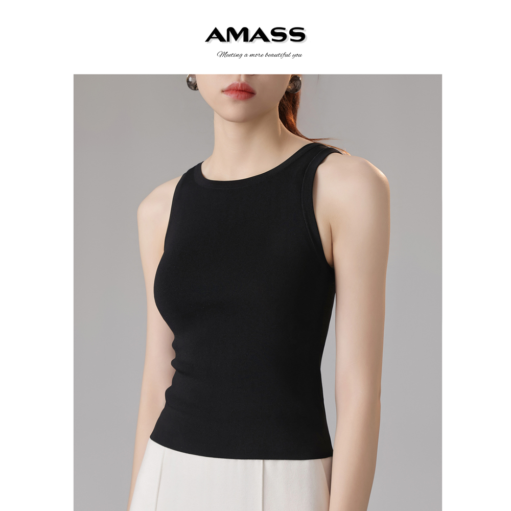 AMASS/阿玛施夏季清凉冰丝简约百搭圆领修身打底吊带背心5399688