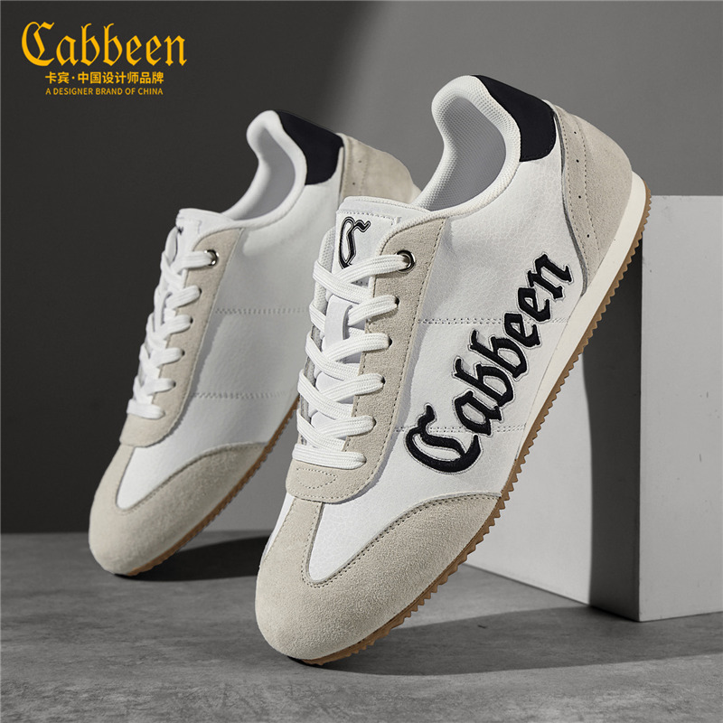 卡宾男鞋2025新款秋季阿甘鞋男士白色百搭软底潮流复古休闲板鞋