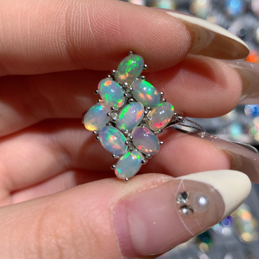 欧泊福利戒指w银S925镶嵌