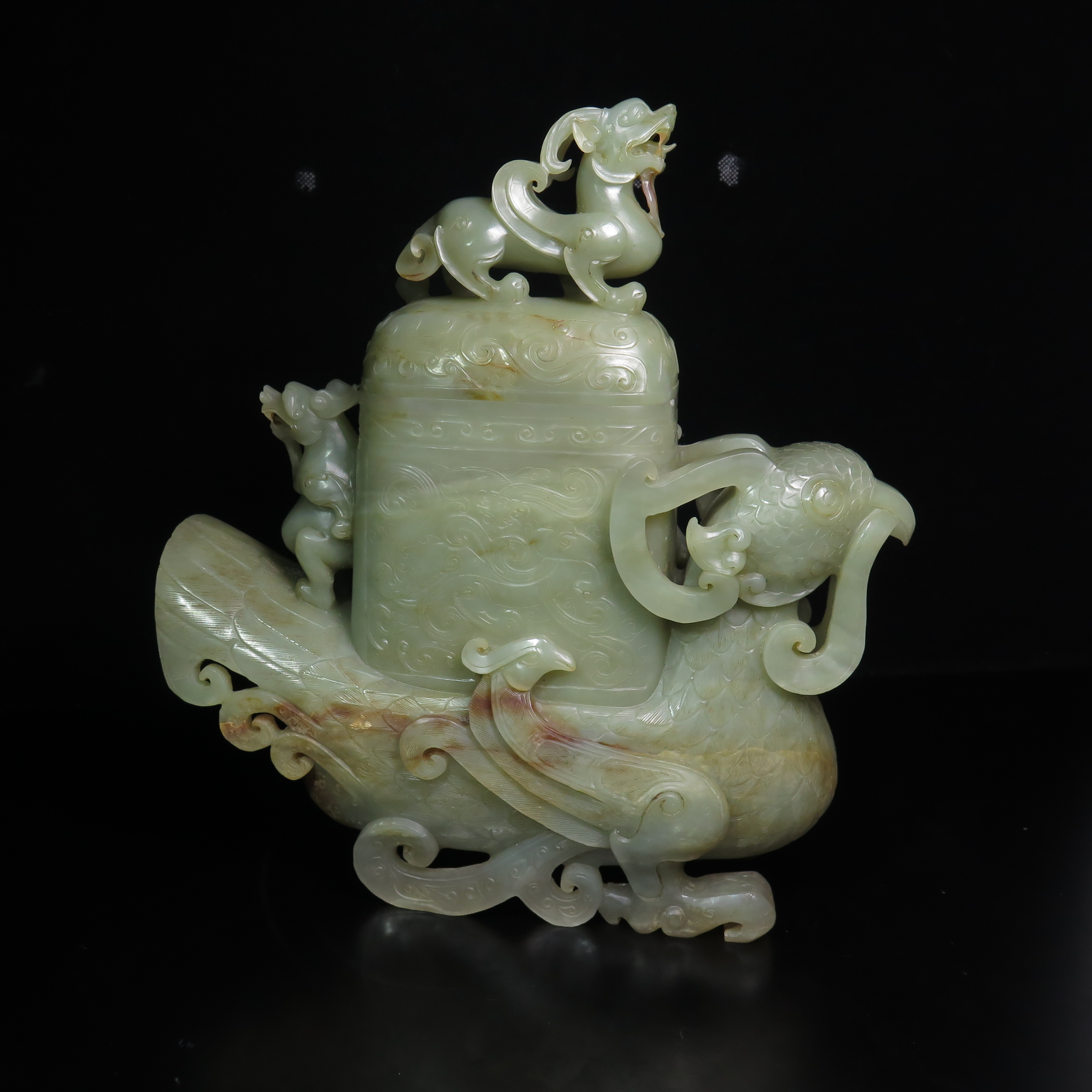 清代和田玉天鸡樽摆件/MZ067249/和田玉/民族文物