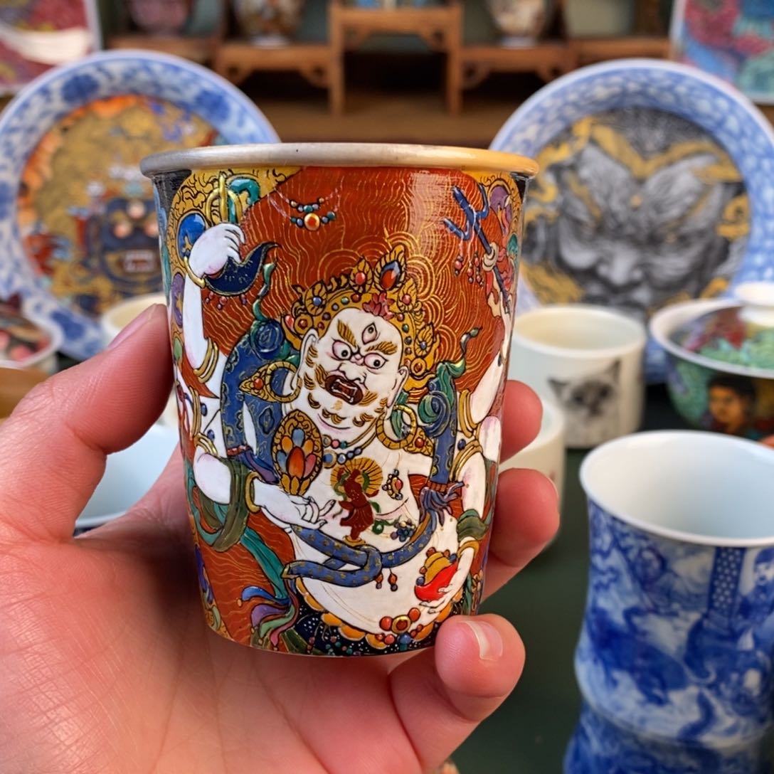 纯手工手绘陶瓷白六