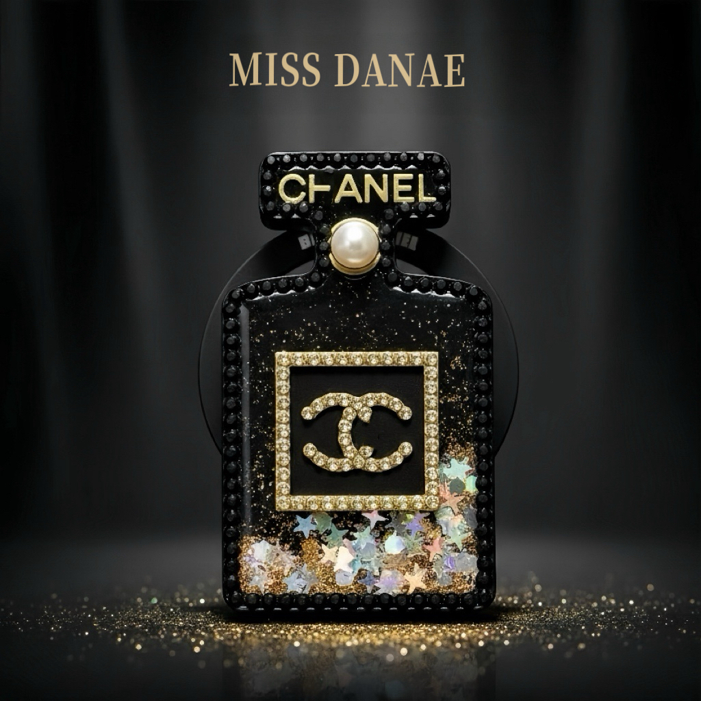 【黑色香水瓶-施华洛流沙磁吸支架】可直立适用于苹果/安卓/磁吸