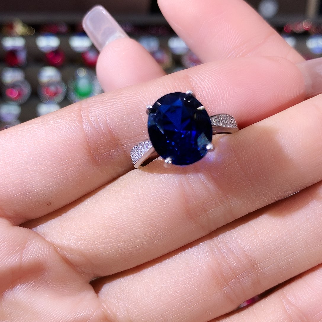 无925银皇家蓝色戒指